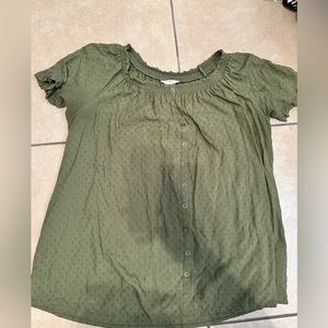 Terra and sky 0x (14) green short sleeve top